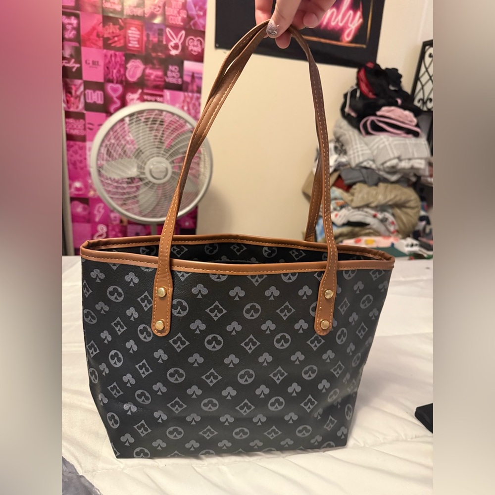 SHEIN Black and Brown Patterned Tote
